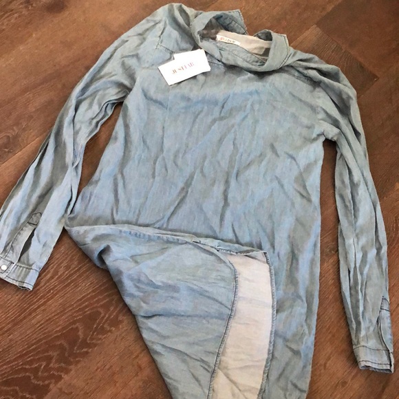 JustFab Denim Long Sleeve Dress - Picture 4 of 4